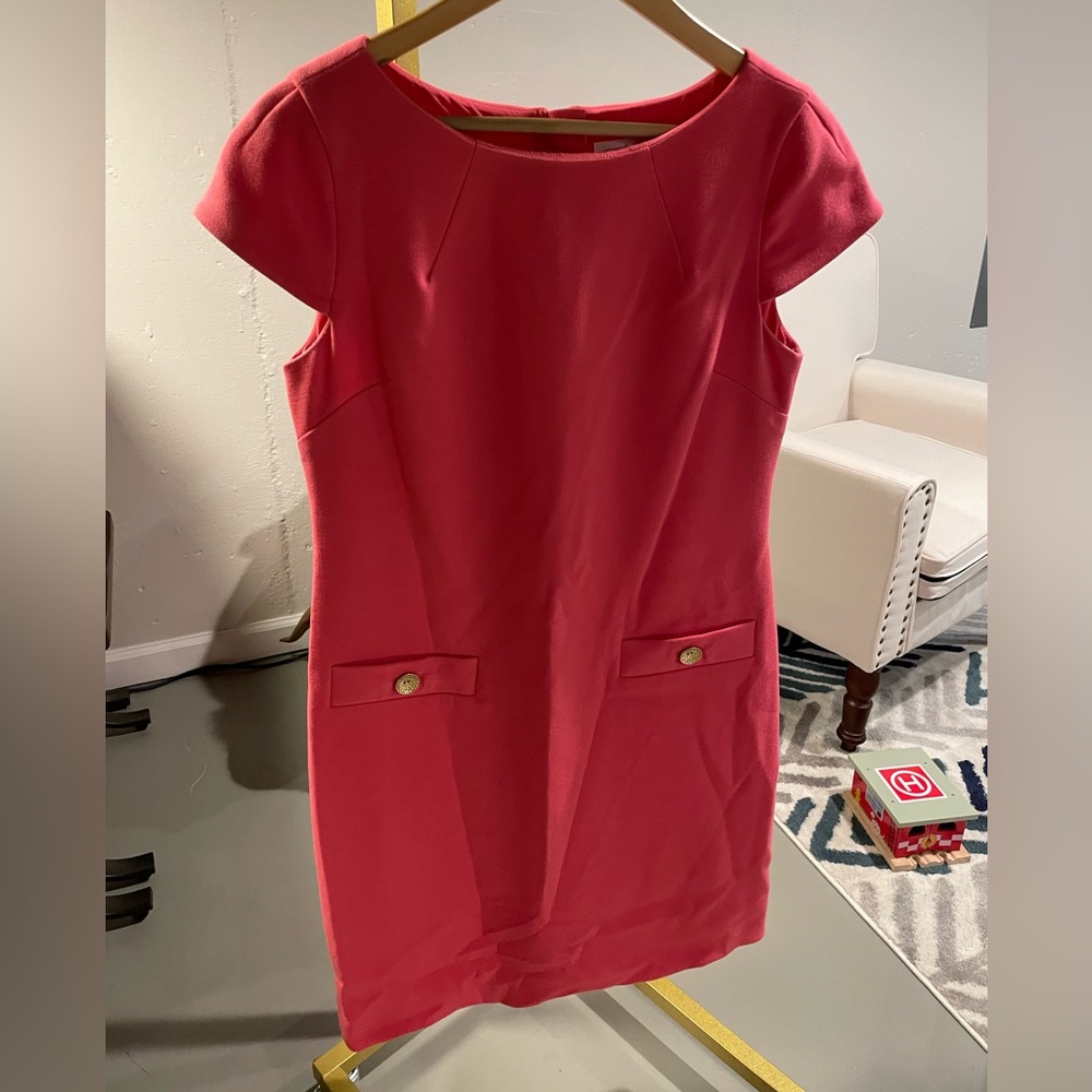 Coral pink cap sleeve dress - Picture 3 of 4